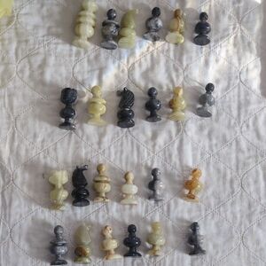 Vintage Stone Chess Pieces Set